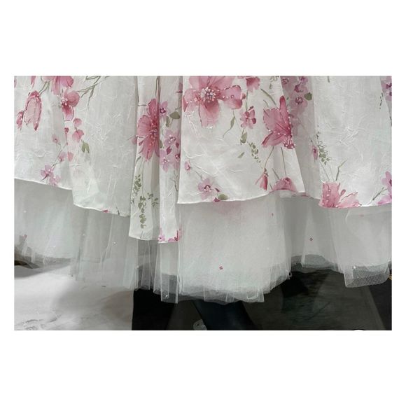 Mori Lee Strapless Asymmetrical Floral Gown Size 3/4 - Picture 8 of 8